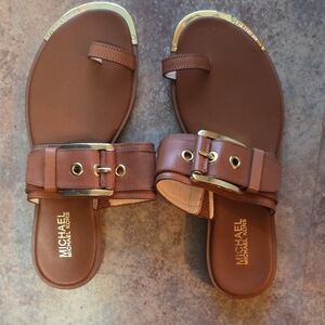 Michael Kors Gold and Brown Sandals